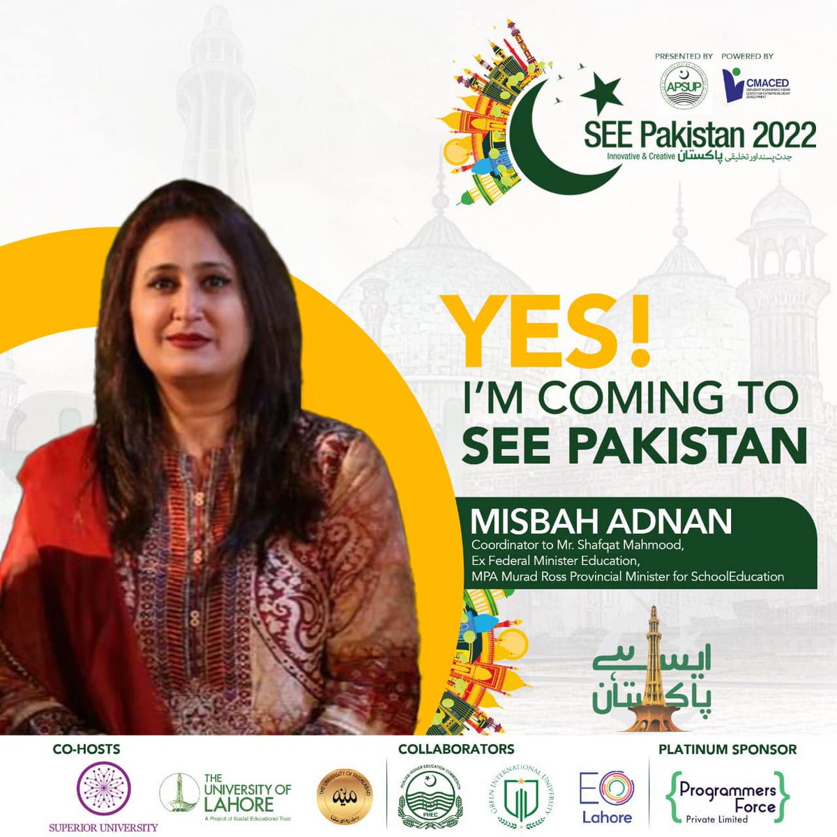 SEEPakistan2's tweet photo. #SEE_The_Guests! 
YES! I’m coming to SEE Pakistan. Are you also coming? 
📌 Save the date: 18th August, 2022.
#SeePakistan #SeePakistan2022 #SeePakistanExpo2022 #nsc22
#nationalstartupchampionship
#nationalstartupchampionship2022
#SuperiorEntrepreneurialExpo #SEE_22 #SEE_Pakistan https://t.co/BejP8AuPyk