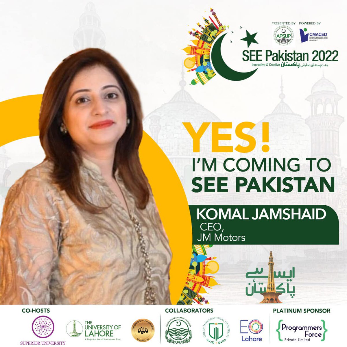 SEEPakistan2's tweet photo. #SEE_The_Guests! 
YES! I’m coming to SEE Pakistan. Are you also coming? 
📌 Save the date: 18th August, 2022.
#SeePakistan #SeePakistan2022 #SeePakistanExpo2022 #nsc22
#nationalstartupchampionship
#nationalstartupchampionship2022
#SuperiorEntrepreneurialExpo #SEE_22 #SEE_Pakistan https://t.co/7McfXkDdJz