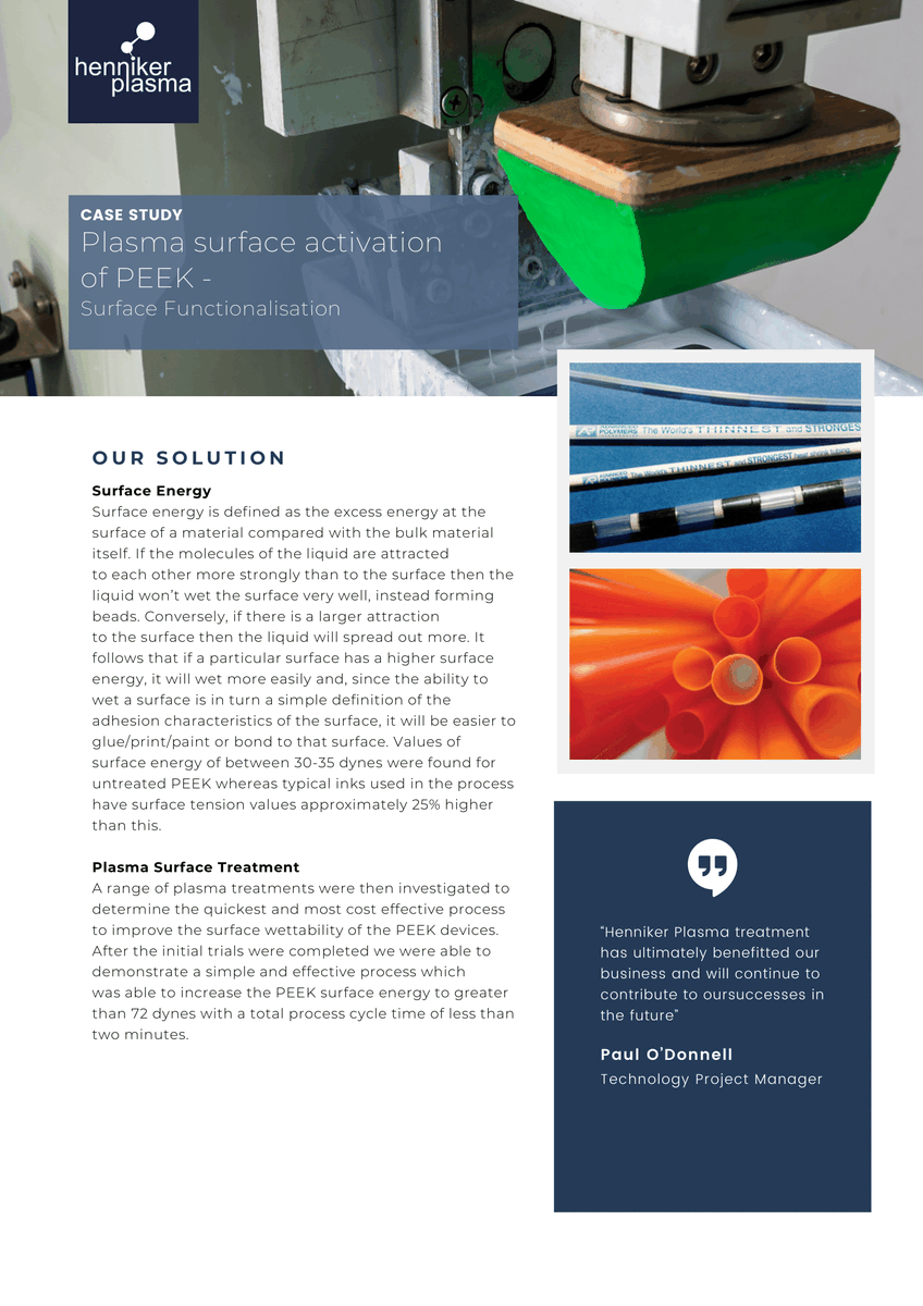 HennikerPlasma's tweet photo. Read about our work with a major medical device supplier to improve PAD printing of PEEK (polyether ether ketone) here https://t.co/B3skp1Hht0

#plasmaactivation #peek #medicaldevices https://t.co/eVkEHwUv63