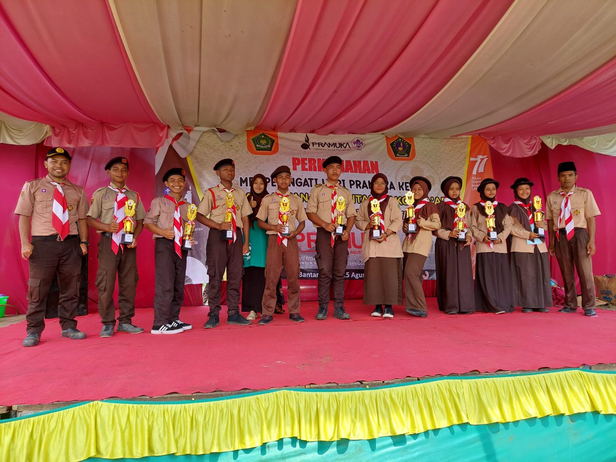 mtsalfalah_mdg's tweet photo. Gudep MTs Al Falah meraih Juara 1 (Pi) & Juara 2 (Pa) dlm Perkemahan Hari Jadi Pramuka yg ke 61 Madrasah se Kec. Bantarsari 2022
#pramula
#harijadipramuka61
#mtsalfalahbantarsari
#yayasanalfalahbulaksari https://t.co/Roc8SJbjmu