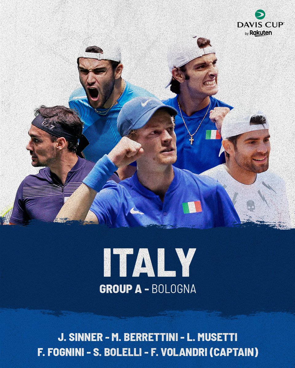 🇮🇹 TEAM ANNOUNCEMENT 🇮🇹 📅 13-18 September 🎾 Davis Cup Finals Group Stage 📍 Bologna, ITA #DavisCup #byRakuten | @federtennis