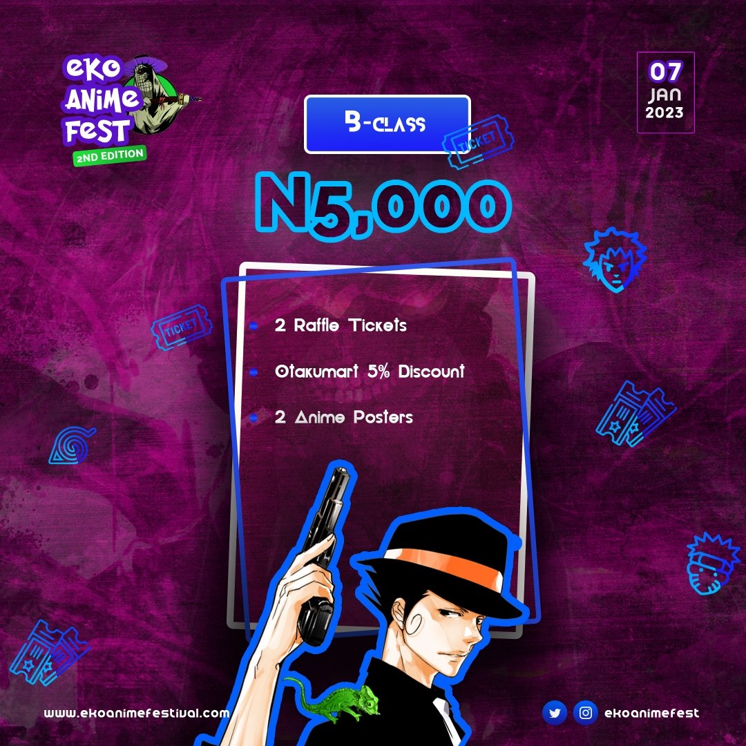 ekoanimefest's tweet photo. The second edition of West Africa's biggest anime festival!!! 
 January 07th, 2023 
The Hall, Victoria Island, Lagos, Nigeria.

 You can buy your ticket at the EAF website. We look forward to seeing you!☺️☺️
https://t.co/kqRVuwex5L

#Ekoanimefestival2023 #lagos https://t.co/5Rv8ONKWnO