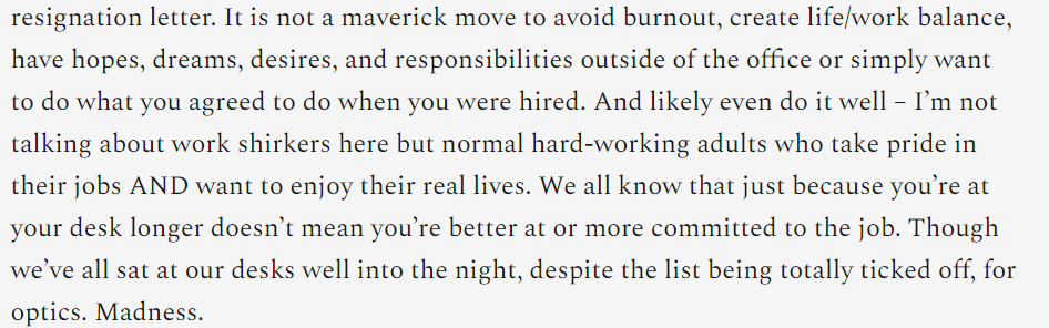 A thought: someone can leave work at 5.30 on the dot and still be great at their job
toothpasteonmytop.substack.com/p/quiet-quitti…