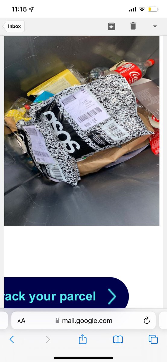 iniajayi's tweet photo. @ASOS URGENT Evri delivered my parcel yesterday but I wasn’t in so they placed it in the bin. Bin collection was today and by the time I got back they took the bin therefore my parcels along with it. I can’t get in touch with Evri https://t.co/GQZuXbstyt