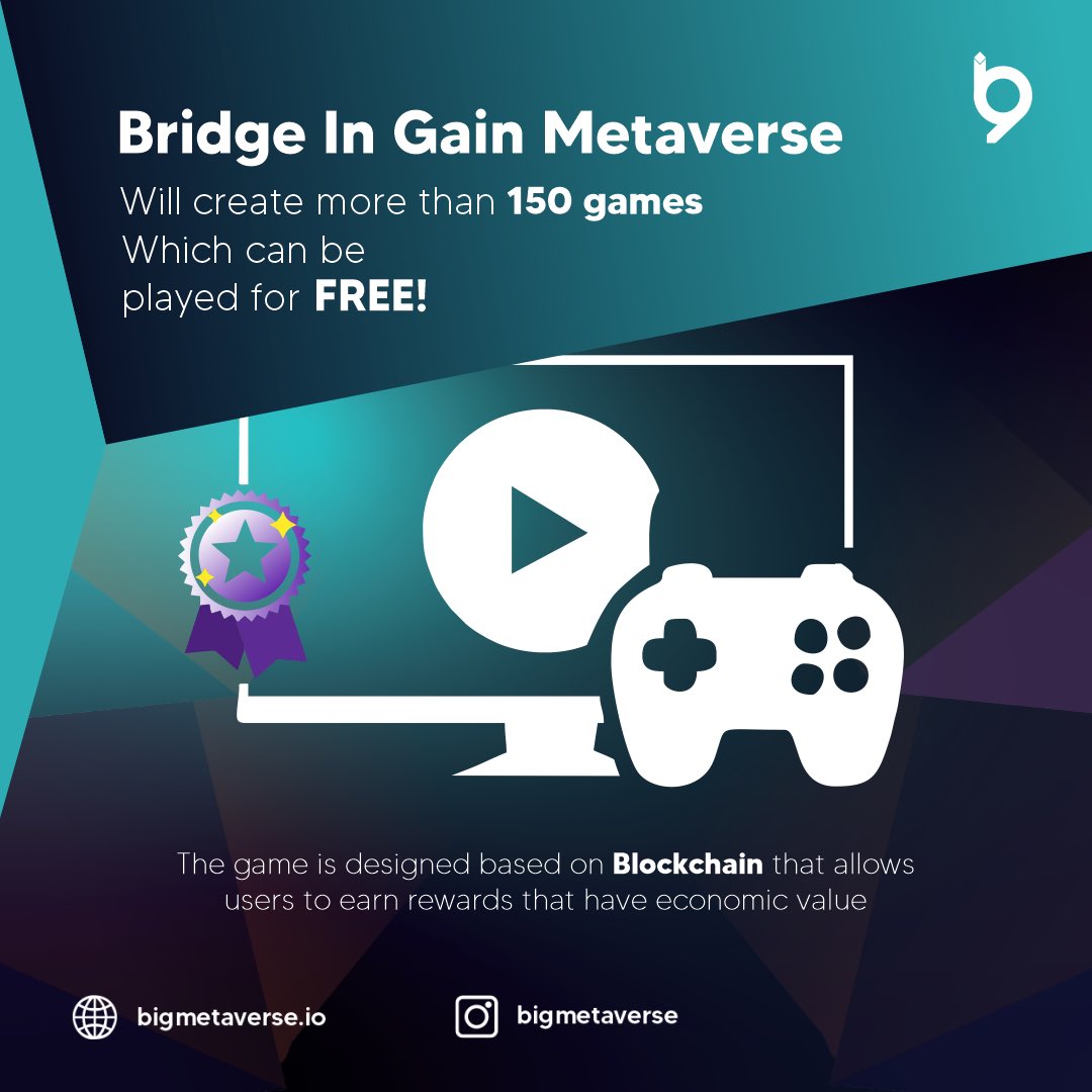 a wide selection of interesting games can be played for free 😍😍😍

-

Find out more by joining our Telegram community

t.me/BridgeInGainCo…

#BridgeInGainMetaverse #BIGMetaverse #BIG #metaverse #metaversegame #BIGlobby #BIGcoin #bridgeingain #crypto #cryptobusiness