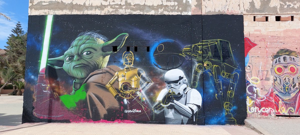 StarWarsEs's tweet photo. Evolución de Graffiti de Star Wars. 
El otro día os mandamos el boceto, hoy ya va al 70%.
#Playeando #StarWars #graffiti 
By: @sevi2face https://t.co/qTR2Vd8Ha9