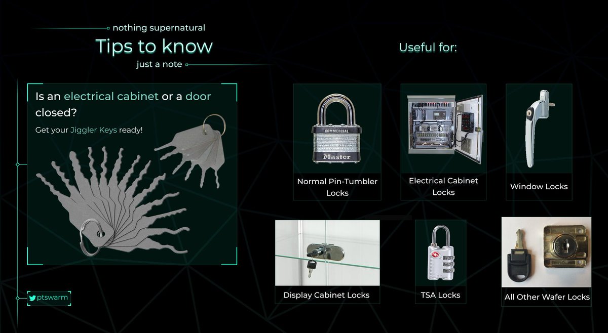 🦺 A set of Jiggler Keys is the most practical tool for a penetration tester when operating on-site! 

Jiggle your way into any cabinet in a matter of seconds!