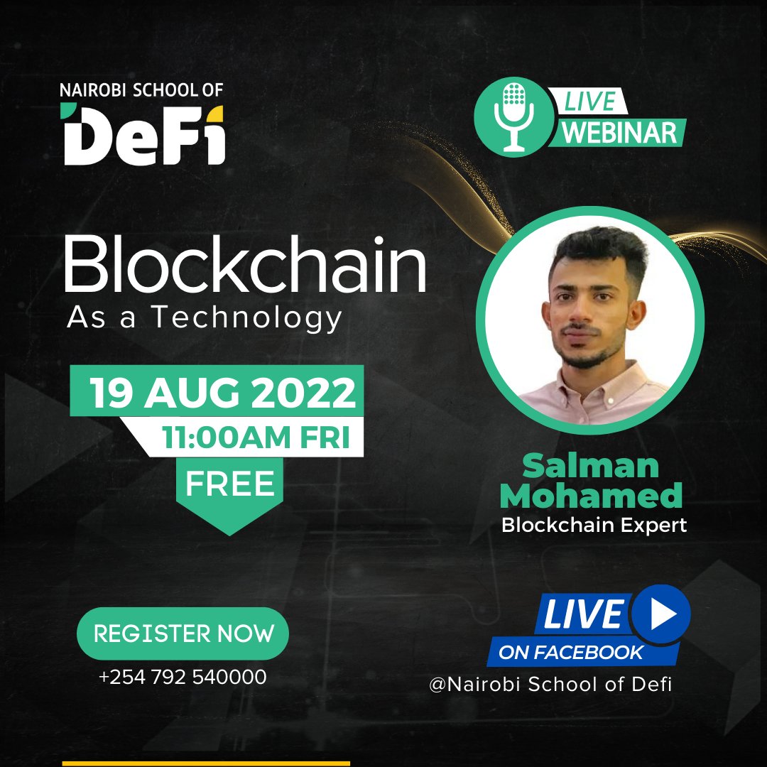 NS_DeFi's tweet photo. Save the date! Join us live to get an Understanding as to why DeFi has the potential to create a truly open, transparent and immutable financial infrastructure.  Book now on https://t.co/nITPGBgmef 
Phone Number: +254792540000  
#Breakingnews He is OURS https://t.co/xcvCaQPOOg