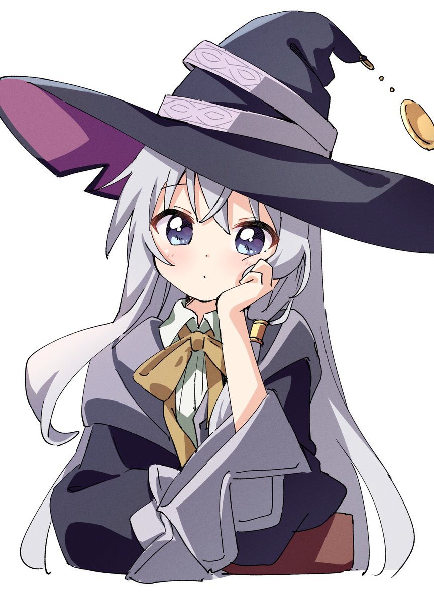 elaina (majo no tabitabi) 1girl solo hat long hair witch hat white background simple background  illustration images