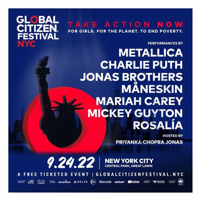 #GlobalCitizenFestival: Calling on World Leaders to Take Action NOW!

#ECW joins <a href="/GlblCtzn/">Global Citizen ⭕</a> <a href="/MariahCarey/">Mariah Carey</a> <a href="/Metallica/">Metallica</a> @JonasBrothers <a href="/YasmineSherif1/">Yasmine Sherif</a> to rally🌍leaders/donors to announce new commitments to empower girls through #education!

Press Release👉bit.ly/3bSAawY <a href="/UN/">United Nations</a>