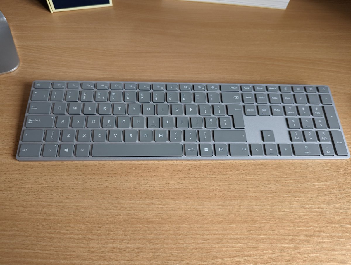 Charlesknight's tweet photo. Every now and then I use desktop 2 to make sure it's patched and remember what a great job Microsoft did with the surface keyboard #keyboardnerd https://t.co/RYscvPmgIN