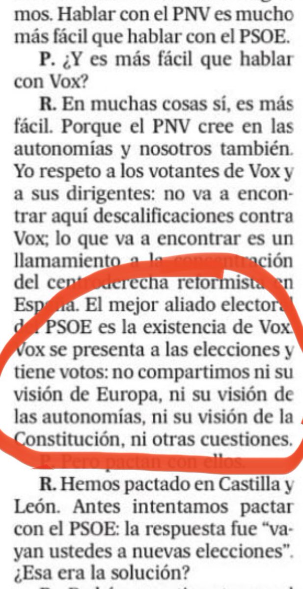 Jorgebuxade's tweet photo. Interpretación literal del texto de Núñez Feijoo:

❌el PP no cree en la unidad de España.
❌ no cree en Europa como civilización.
❌ no cree que la constitución se fundamente en la unidad de españa y deba ser cumplida; y prefiere pactar con el partido recoge nueces. https://t.co/r3D5J2l69V