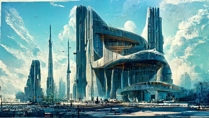 ファンタジー、SF、スチームパンクなどいろんな種類の建築をAIで生成。細部は置いといてインスピレーションを得るには十分。楽しい#midjourney 