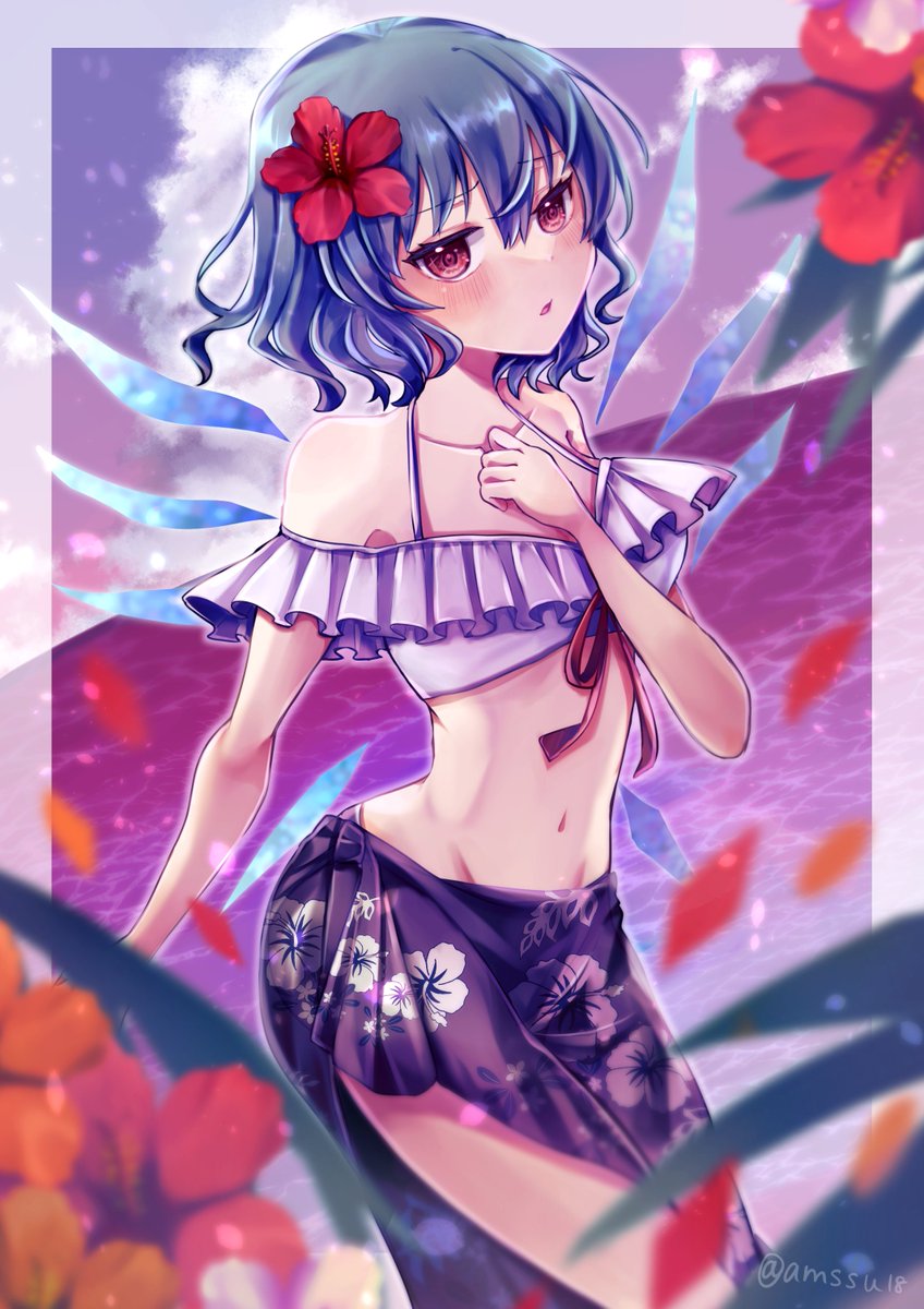 チルノ(東方Project) 「黄昏ビーチ#オリジナル #創作 」|天瀬 爽🐈のイラスト