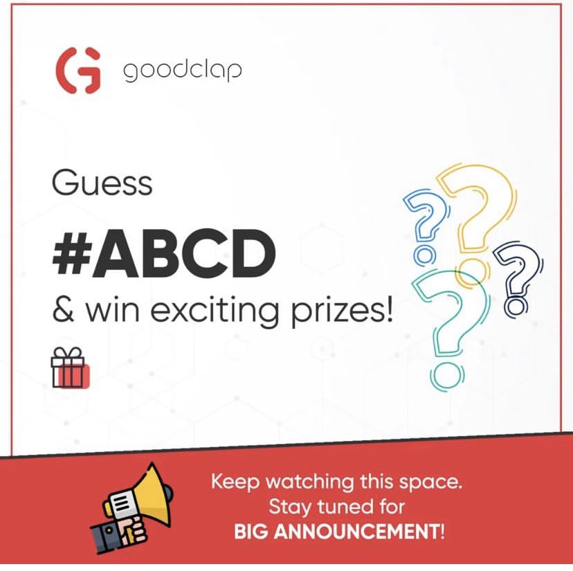 shashank_929's tweet photo. *Contest Alert*

Guess what #ABCD is and win exciting prizes!!!

#ABCD unveils a big update at Goodclap. 

We will be excited to the share the updates with you all soon! Stay tuned to this page! @goodclapinitiatives. https://t.co/Veg1z262xr
