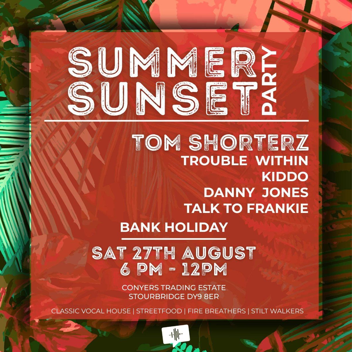 Trouble_within's tweet photo. Stourbridge crew, assemble. 

August Bank Holiday Saturday in a sick venue with a sick line up, what more can you ask for. 

#TroubleWithin #house #housemusic #socialbeats #summersunsetparty #streetfood #stourbridge https://t.co/NfPDIYaWVk