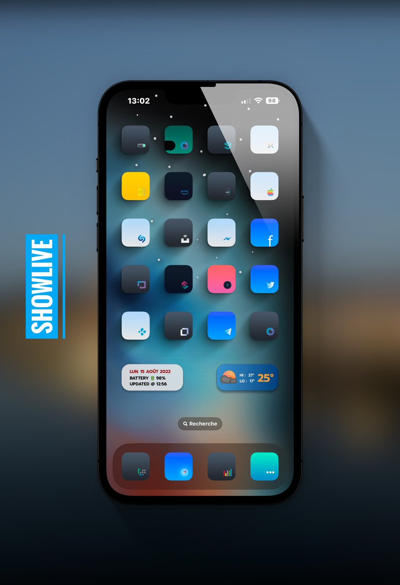 TeboulDavid1's tweet photo. Happy Monday on #ShowApp ๐ด๐ด๐ด
.
.
๐ #ShowLiveโก๏ธ@SeanKly
๐ Icons @Enter_Apps ๐
.
.
#ios15homescreen
@screenshot_pro
#ios15icons
#shortcuts
#Wallpaper in my Telegram
#iOS16Beta5
#iPhone13ProMax
#ShowLive๐ค Swa75 https://t.co/HK02l8HVMC
