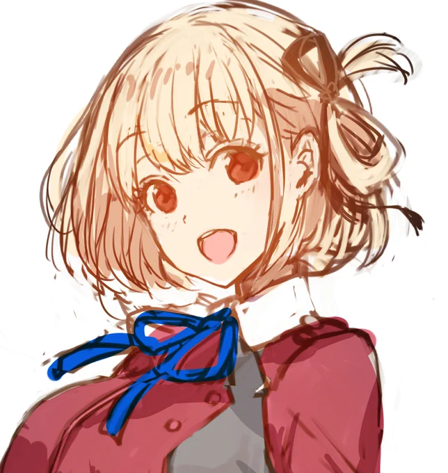 ここまで描いてとまっちゃったリコリコ千束さん・・・ 