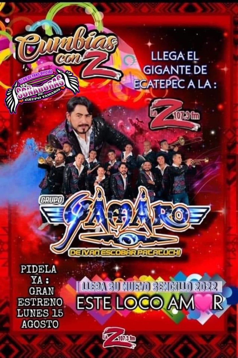 AndySonricsTwo's tweet photo. PIDELA YA SU NUEVO SENCILLO…
 “ESTE LOCO AMOR“ATRA VEZ DE LAS CUMBIAS CON Z,Hoy Lunes 15 De Agosto Gran Estreno,PÍDELA YA EN  @laz1073fm ✨
#Yamaro_TeAm❤ #Club_Oficial_Sueña_De_Yamaro
#Club_Oficial_Siempre_Con_El_Rimo_De_Yamaro
#Club_Oficial_Yamaro_Fans
#Club_Oficial_Soñadoras https://t.co/0Nw7fq9Mdj