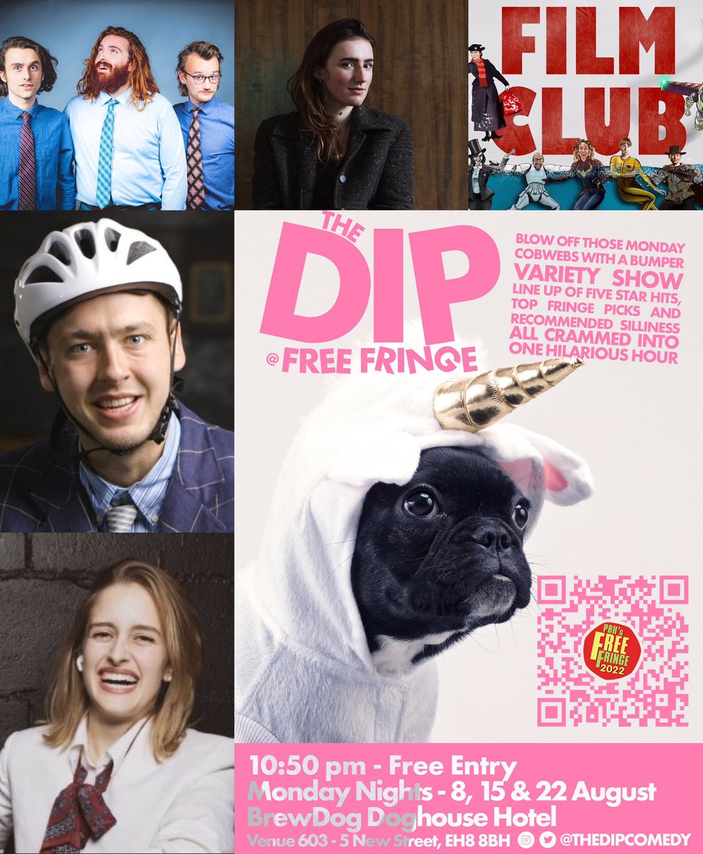 The Dip is back at @thefreefringe today with a killer line up!!!

<a href="/filmclubimprov/">filmclubimprov</a> 
<a href="/deadeyebrakeman/">Kylie Brakeman</a> 
<a href="/kit_loyd/">Kit Loyd</a> 
ROSIE MAI DYLAN
@BizCashComedy 

All for free at <a href="/doghouseedin/">BrewDog DogHouse Edinburgh</a> at 10:50pm