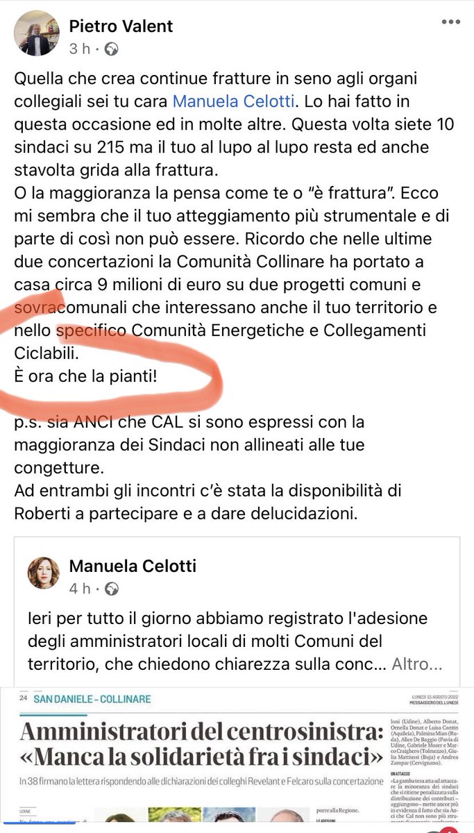 pluigimolinaro's tweet photo. Sono sempre stato una persona che ha militato e votato #cdx, ho avuto confronti accesi ma sempre nel rispetto democratico! Oggi leggere che un sindaco della @regioneFVGit si rivolge ad un altro sindaco con questi toni, mi fa pensare che il #modellofriuli è morto! @messveneto https://t.co/dmLqeB28eU
