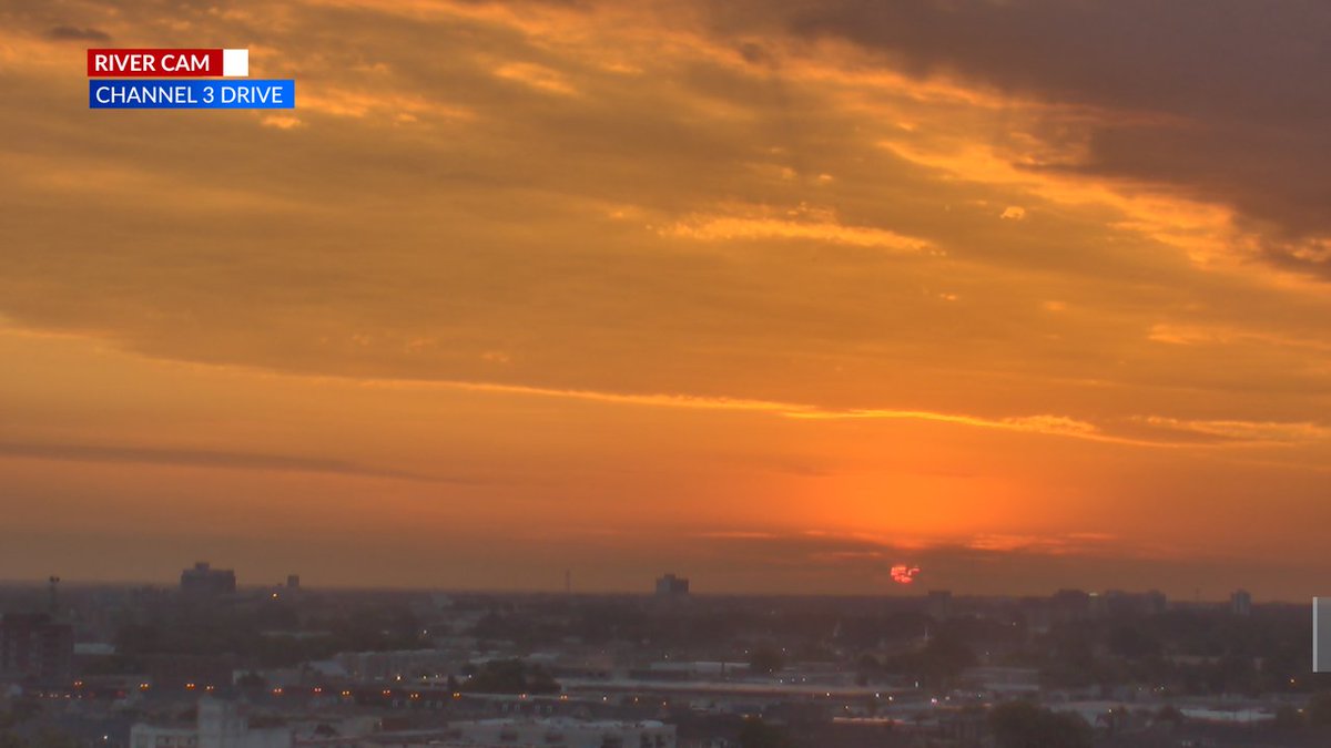 Our "sunrise" view from downtown Memphis ( wreg.com/weather ) hot today!  Low 90s, Heat index near 100.