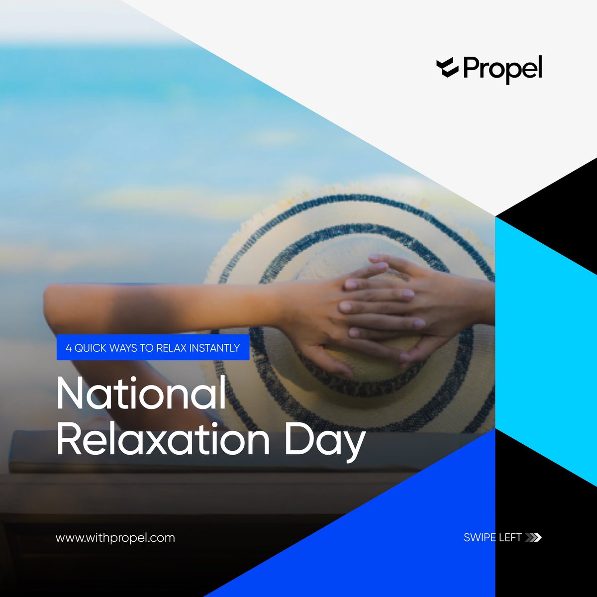 WithPropel's tweet photo. it's National Relaxation day! Tell us what you'll be doing today to de-stress and de-compress from work! And if you used one of our ideas, let us know how it worked for you!
#nationalrelaxationday #GrowWithPropel #GrowWithoutBorders https://t.co/rG8qryz8XC