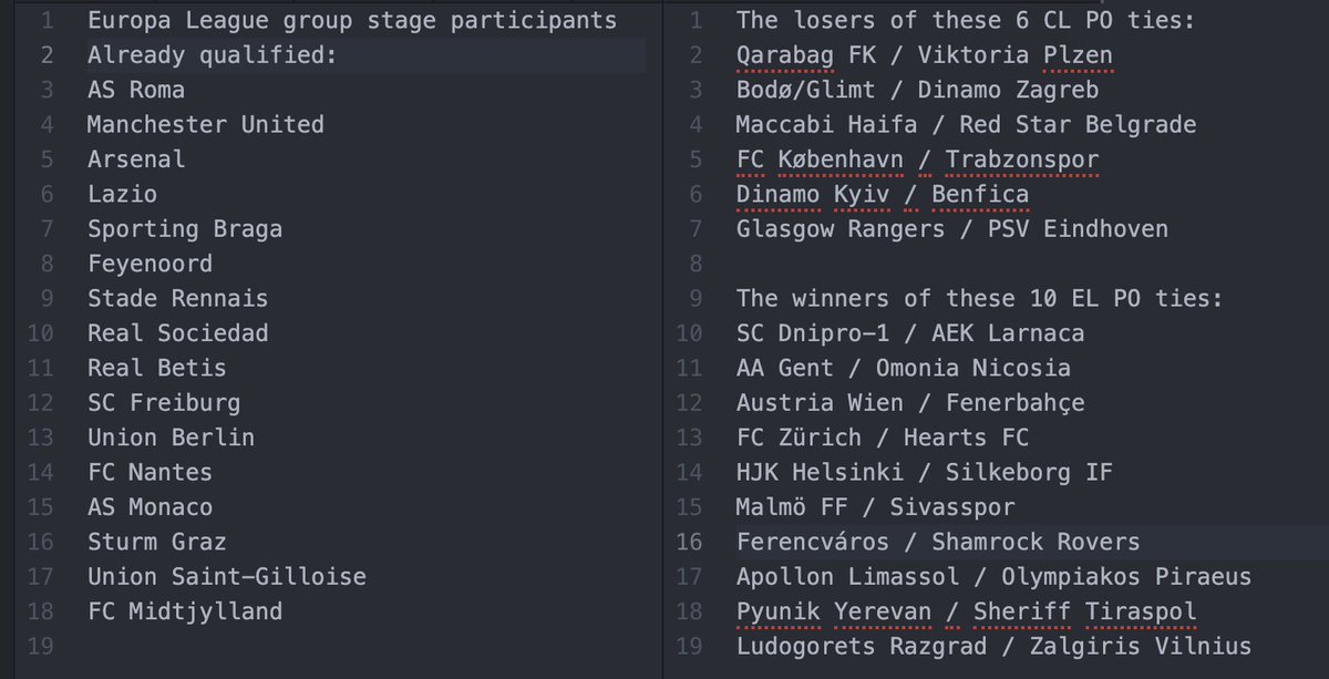 ryanmcdyer's tweet photo. #RoversEuroWatch for potential group stage opponents

Potential EL GS opponents on the left, potential ECL GS opponents on the right. The draws are Friday 26th (the day after the second leg v Ferencváros) https://t.co/uZzkP2OSXl