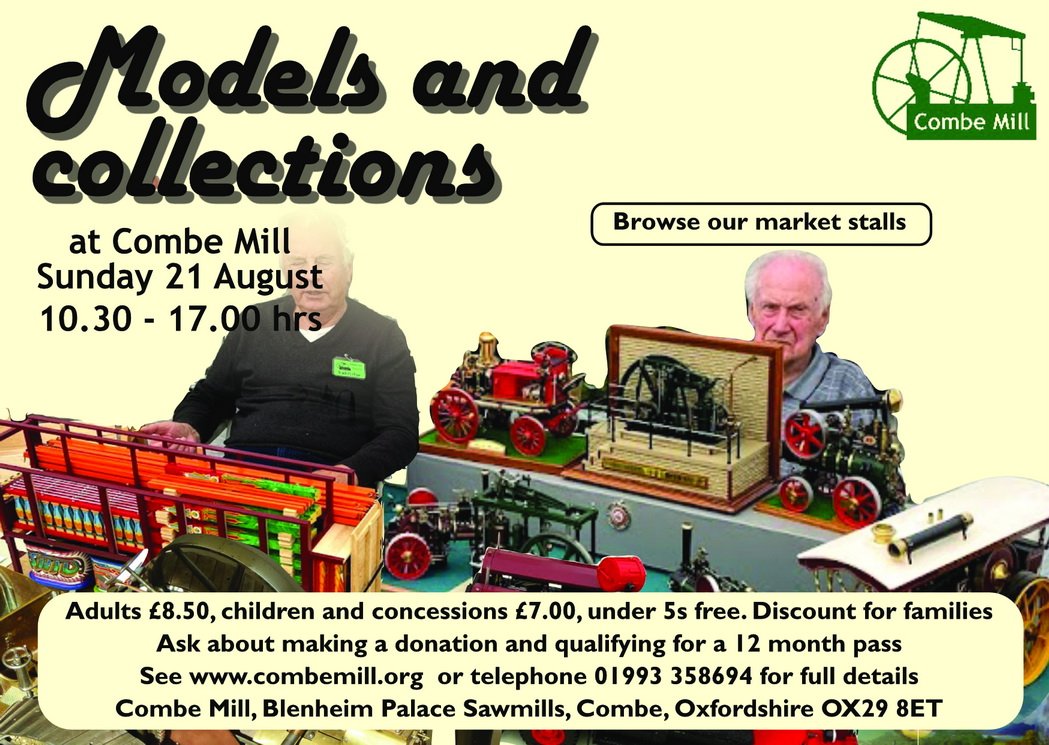 CombeMill1912's tweet photo. We are open and In Steam at 10.30 this Sunday 21st with a display of Models &amp; Collections staged by Members of the Witney Model &amp; Collectors Club &amp; Combe Mill. Volunteers Demonstrating, the Mill Cat Trail for Youngsters. Usual Market Stalls, Refreshments, BBQ, Gift Shop &amp; Tombola https://t.co/sMxHz4KUds