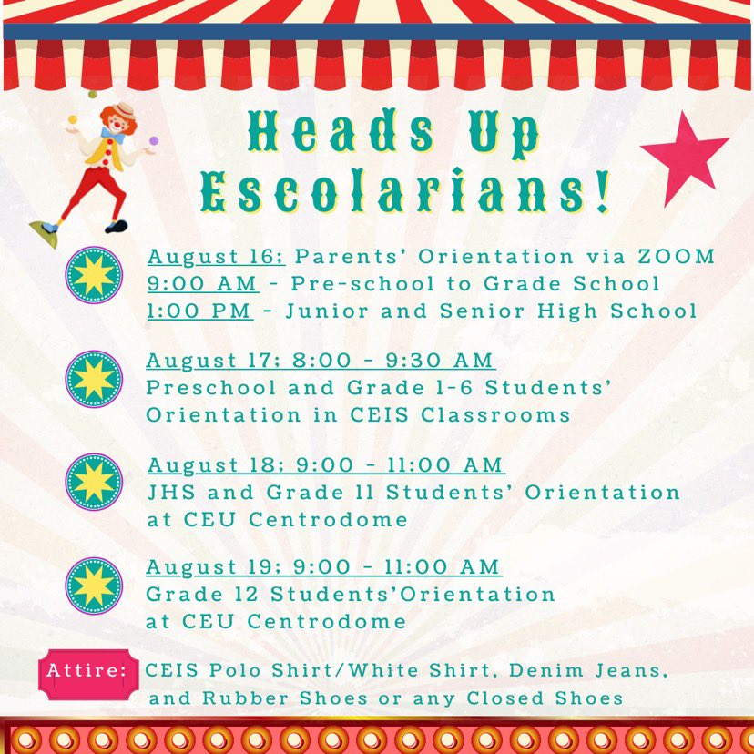 CEISMALSSC's tweet photo. 🤸‍♀️ “𝙄𝙩’𝙨 𝙨𝙝𝙤𝙬𝙩𝙞𝙢𝙚, 𝙖𝙣𝙮𝙩𝙞𝙢𝙚”

What’s up Escolarians! 

As we approach the beginning of our new school year, here are the important dates to remember. Please be guided accordingly. Don’t miss out these following dates. https://t.co/eVHSz9FjvO