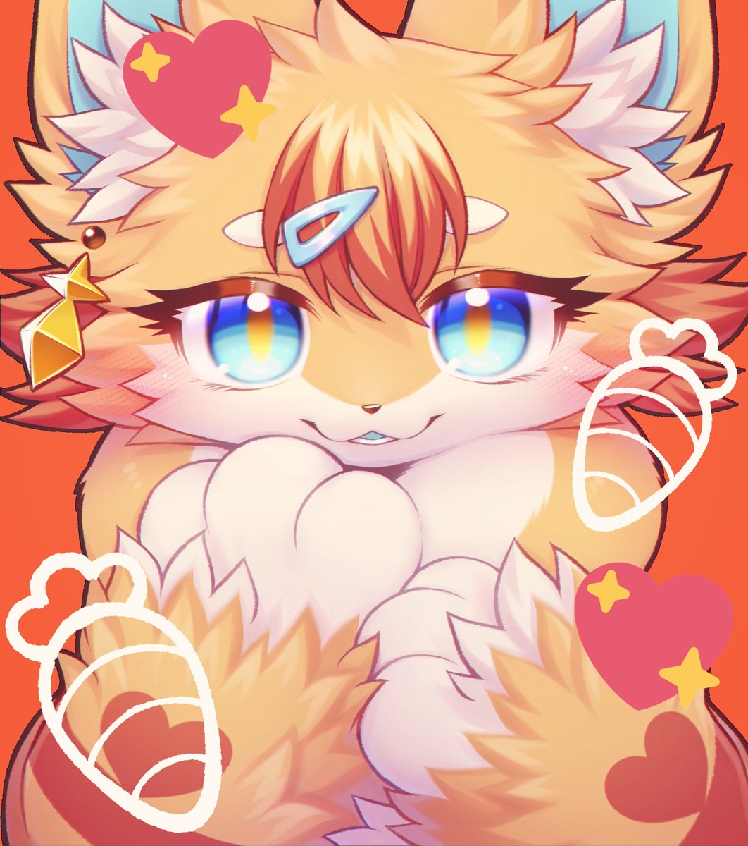 solo blue eyes furry animal ears heart yellow fur blush  illustration images
