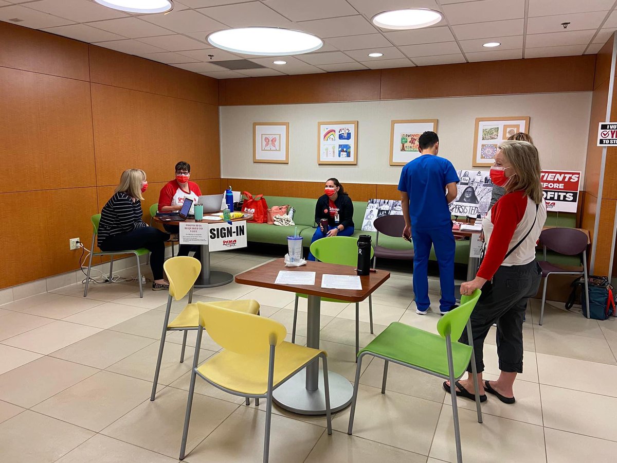 mnnurses's tweet photo. The strike vote is underway across the Twin Cities and Twin Ports! #Yes2Strike #MNAReady #PatientsBeforeProfits #UnionStrong #1u https://t.co/J3ZdMoHFpn