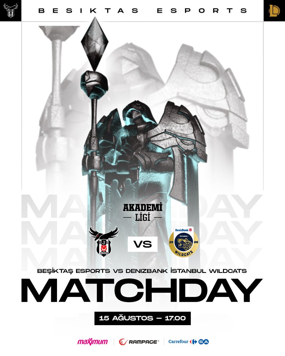 bjkesports's tweet photo. MAÇ GÜNÜ! ☠️
2022 Yaz Mevsimi Akademi Ligi Yarı Final maçına çıkıyoruz.
🆚 @IWcats
⏰ 17.00
📺 https://t.co/hHedU5JOFt
HAYDİ TAKIM, HEDEF FİNAL! 🖤🤍
📲 #Beşiktaş #Esports | #LoL #ForzaBJK https://t.co/ufYJkCpQRq