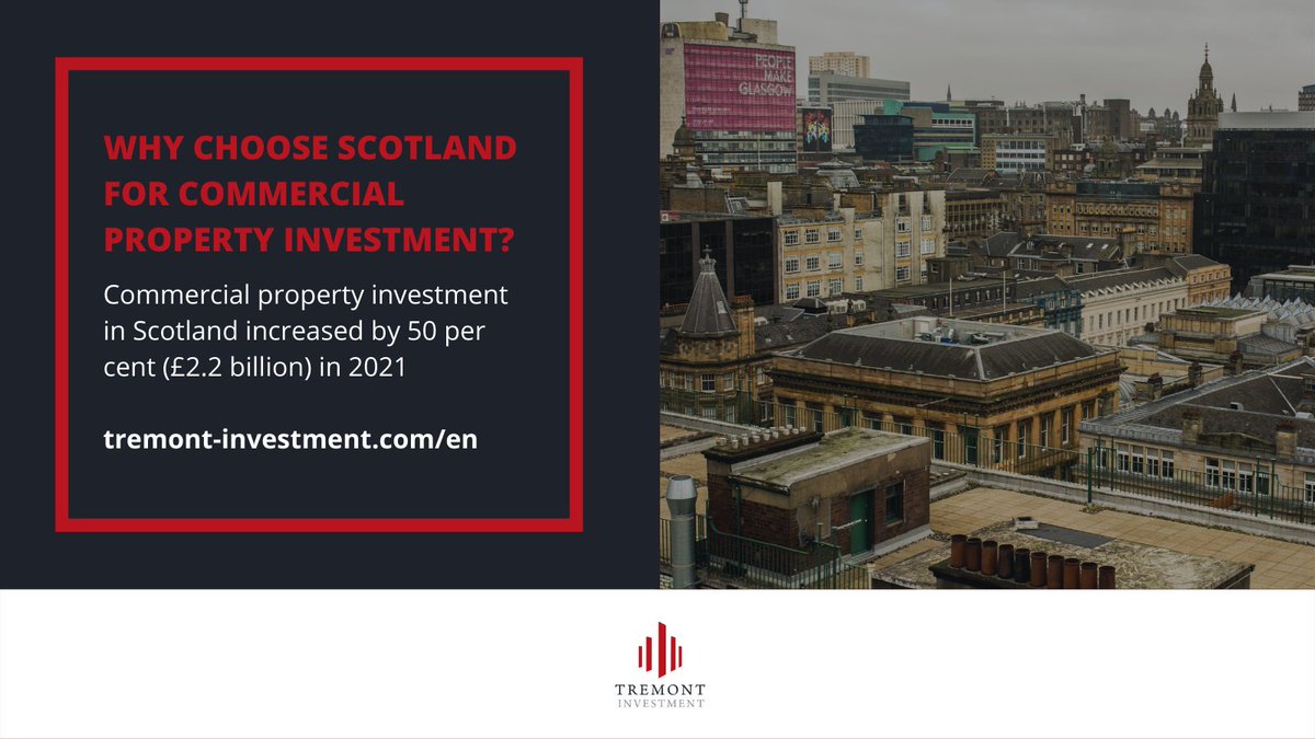 TremontInvest's tweet photo. Last year saw an increase in commercial property investment in Scotland of almost 50% on the £1.4bn recorded in 2020. Find out how you could secure a high-yield investment https://t.co/qnstUi1e2p

#commercialproperty #propertyinvestment #highyield #scotland https://t.co/TqCNcGicuB