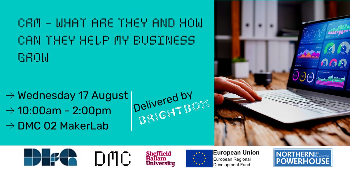 Barnsley_DMC's tweet photo. There's a handful of spaces left on Wednesday's workshop for CRM systems! 

It's all about making better use of your company data, better automation of your business follow-up or opportunities, and better management of your sales pipeline.

Sign up here: https://t.co/qxJbMy8041 https://t.co/bYGfzAmAuY