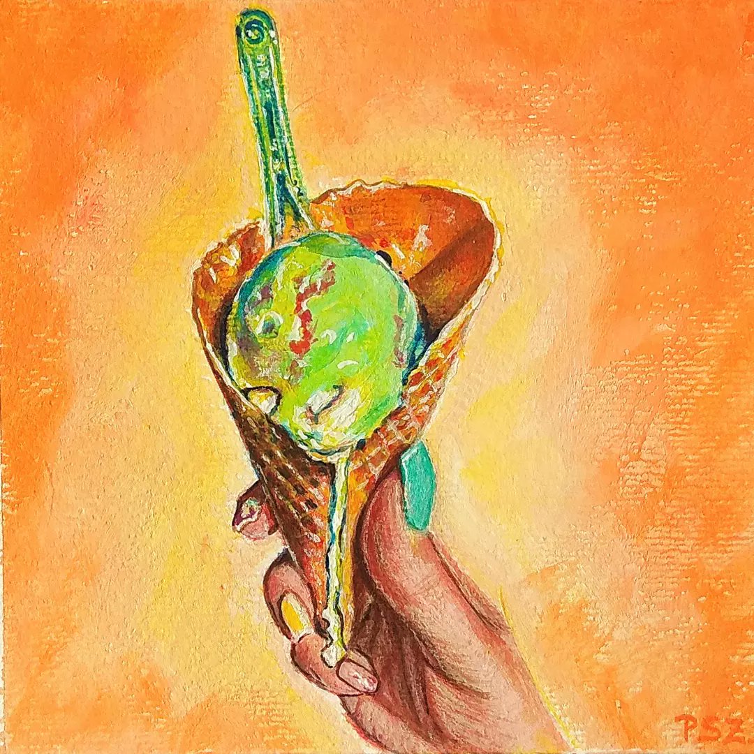 sylwy's tweet photo. Ice cream 🍦
I loved painting this photo from #liquidpaintchallenge hosted by lovely @veryberrydraws &amp; @Lilyroseburgess !🤗💕

Acrylic on paper, 20x20 cm (~8x8") with white border.

#icecream #acrylicpainting #ArtistOnTwitter #stilllife #foodpainting #pszart https://t.co/Bl0Nqg6LfF