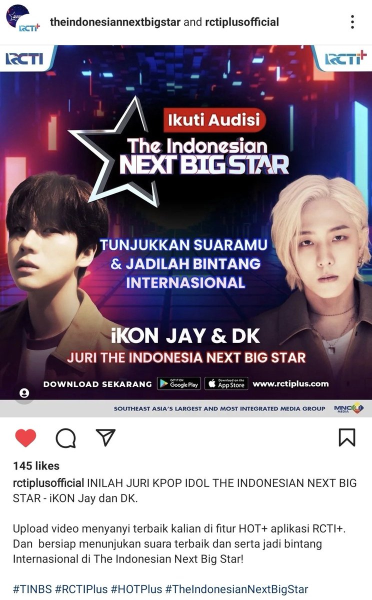 DKing_Worldwide's tweet photo. Keep hyping our judge and mentor Donghyuk! 👏
Like, share, leave lots of nice comments @D_dong_ii ❤

Tiktok:
🔗https://t.co/O91rHlYnGY

IG:
🔗https://t.co/7J08v4Z7Gp
🔗https://t.co/KxC1Vc3PHk

iKON's JAY AND DK ON RCTI PLUS
#TheIndonesianNextBigStar

#DONGHYUK @YG_iKONIC https://t.co/noCHU8gel1