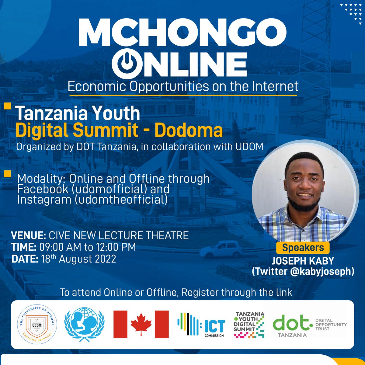 KabyJoseph's tweet photo. Tarehe 18 August nitakuwepo kwenye "Tanzania Youth Digital Summit" itakayo fanyika UDOM 

Topic: Economic Opportunities on the Internet 

Summit itafanyika online and offline

And I will be one of the speakers on that day

Please register your name here https://t.co/28e2K0EgnM https://t.co/lIwRb5gOuu