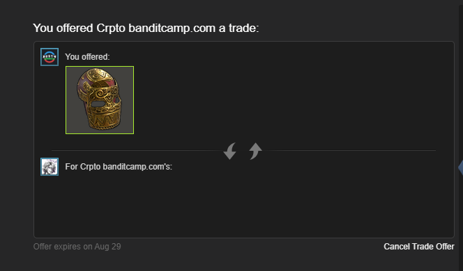 CasinoRusty's tweet photo. Congratulations to user Crpto on winning the Legendary Gold Facemask giveaway! Follow to stay tuned on the upcoming giveaways 😄🥳 https://t.co/IYCmAKcfXd