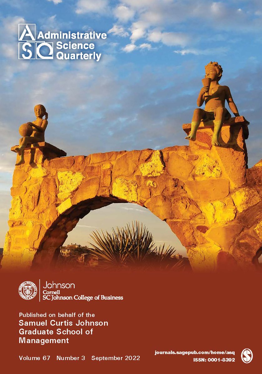 The September 2022 issue of @SAGEManagement <a href="/ASQJournal/">ASQ Journal</a> featuring this stunning cover photo by <a href="/abhinavguptaz/">Abhinav Gupta</a> is now online! This thread lists each article in the issue.
journals.sagepub.com/toc/asqa/curre…