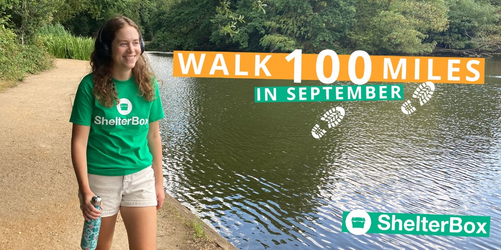 👣 Are you ready to step up for #ShelterBox?

Walk 100 miles with us this September and raise vital funds for people around the world 🌍 Every mile you take is a mile towards shelter, safety and hope for a family in need.

Sign up here: bit.ly/3SP10Xs