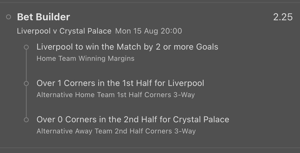 LPTipster's tweet photo. PREMATCH TIP 💎

England 🏴󠁧󠁢󠁥󠁮󠁧󠁿 
Liverpool vs Crystal Palace 🏟

Liverpool to win by 2 or more goals 📊
Liverpool over 1.5 1st half corners 📊
Crystal Palace over 0.5 2nd half corners 📊

1 UNIT 💰

Like and follow if you’re on ❤️‍🔥

#GamblingTwitter #inplay https://t.co/2IzEjSKdON