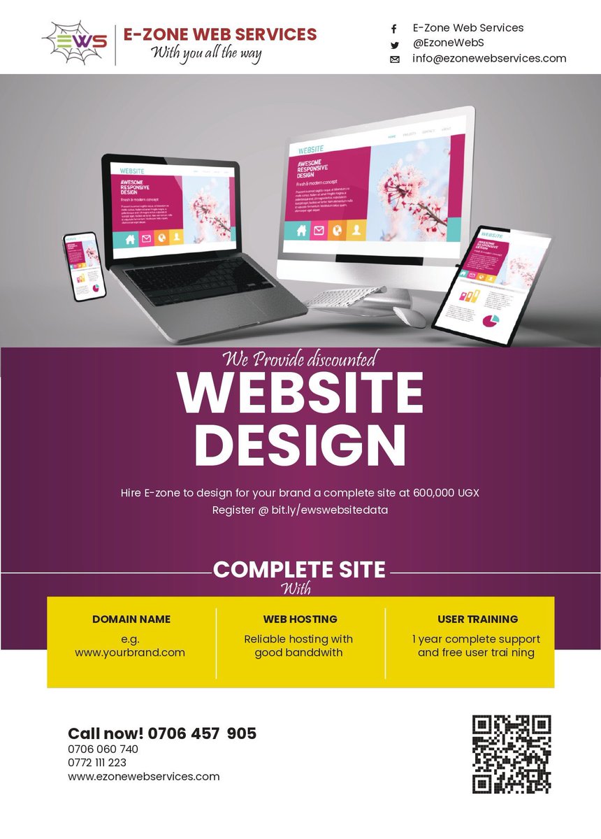 EzoneWebS's tweet photo. Does your brand have a website?
 Hire @EzoneWebS to design a complete website with a domain name, website hosting and 1 year complete support with user training at only UGX 600,000/=
Call us Now
0706 457 905 | 0752 111 223 | 
0776 960 740 https://t.co/ZqCberjIvo for more info https://t.co/vTFMFU2LSt