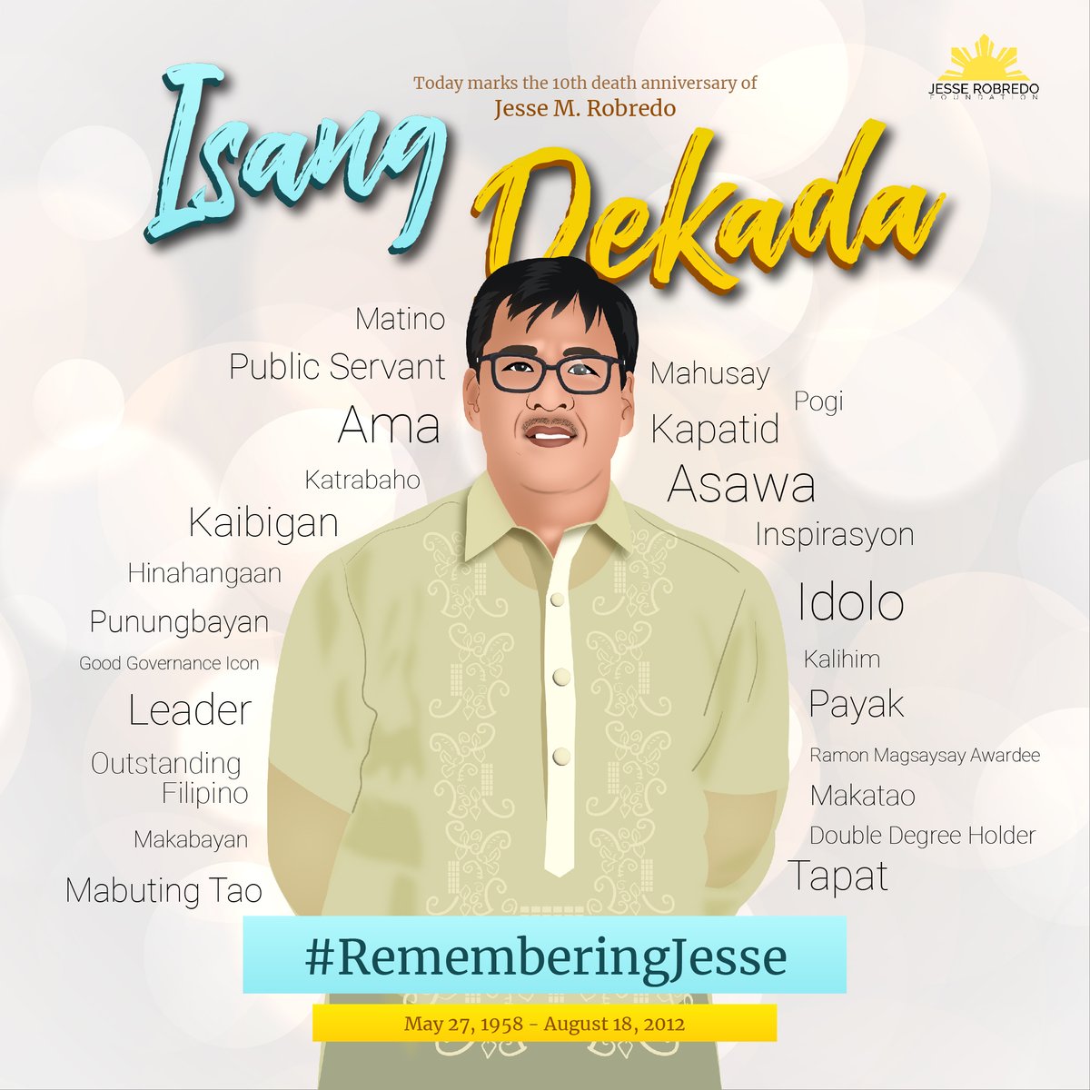 Through different lenses, Sec. Jesse is a different man. A transformative Mayor, a loving dad, and a reliable friend. Ultimately, he was known by all as an icon of good governance. 

A decade after, may we all continue the matino at mahusay values of our Mayor Pogi. 💛