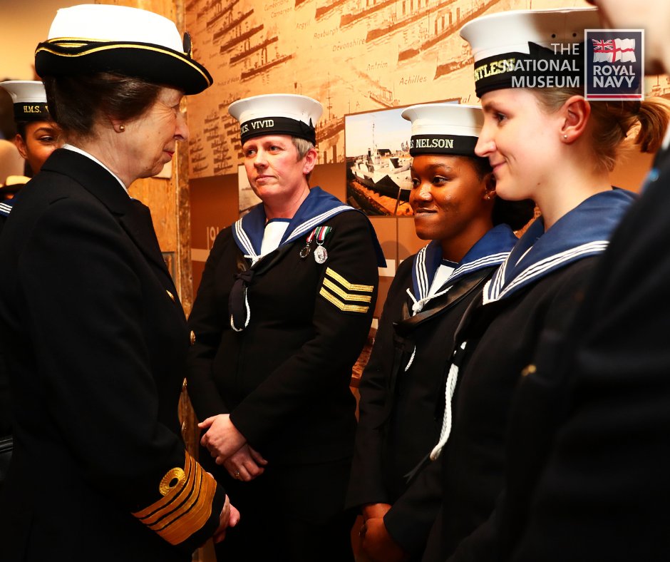 🎂 Happy Birthday Princess Royal 🎂 Here Princess Anne is pictured meeting naval personnel on a visit to the Portsmouth Historic Dockyard in 2017. #NMRN