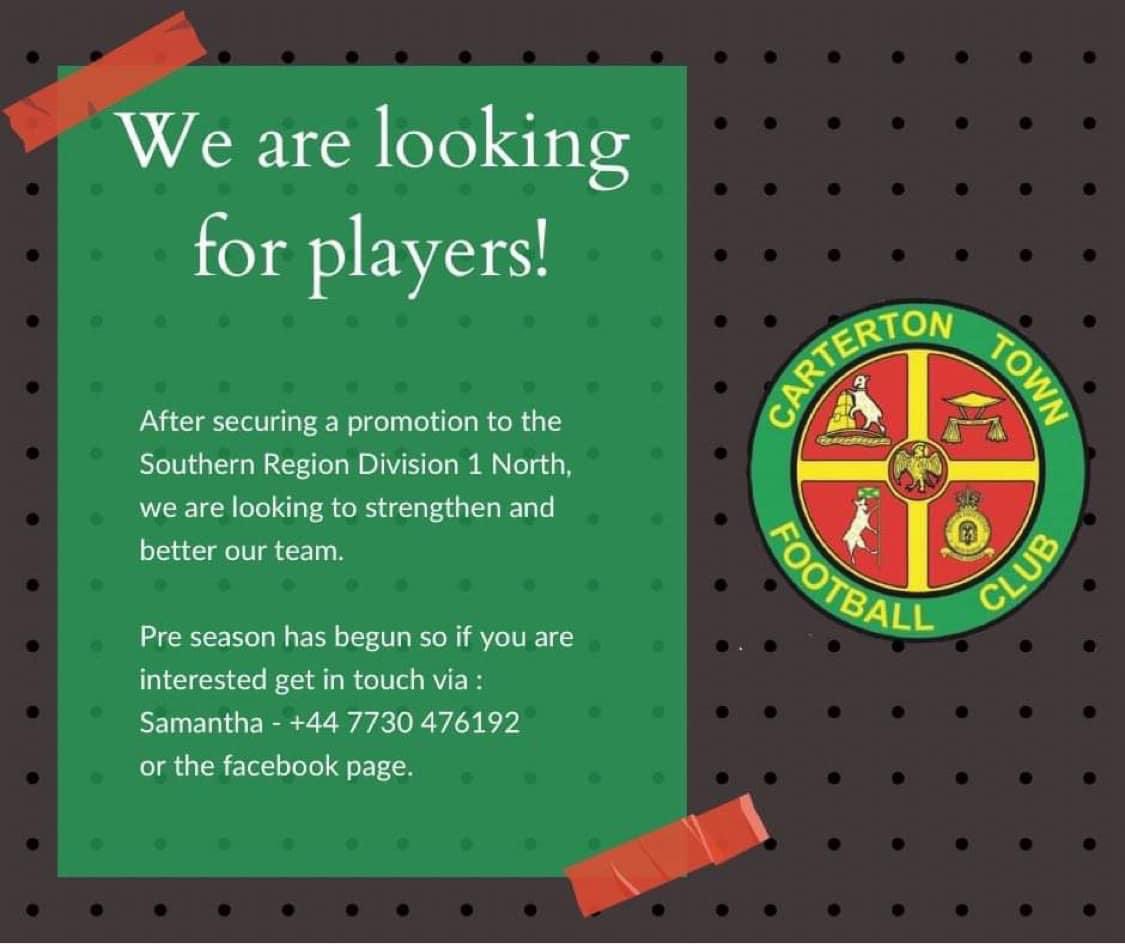 Carterton Town ladies are recruiting, come and get involved ⚽️