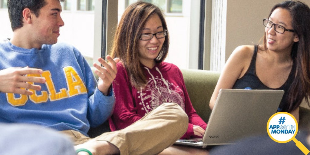 UCLAAdmission's tweet photo. #AppMythMonday The first MYTH is about submitting test scores to apply. ANSWER: UC will not consider SAT or ACT scores when making admission decisions or awarding scholarships. Details regarding UC’s testing policy are provided on the UC admission website: https://t.co/jSt1uZDNZT https://t.co/4lqZTuvUf5