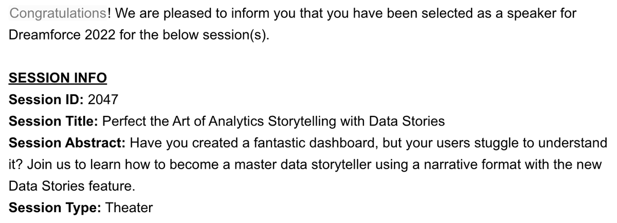 Excited to be presenting at Dreamforce again this year! My session is Perfect the Art of Analytics Storytelling with Data Stories. I'll be reviewing the power of narrative analytics with the new Data Stories feature in Tableau!