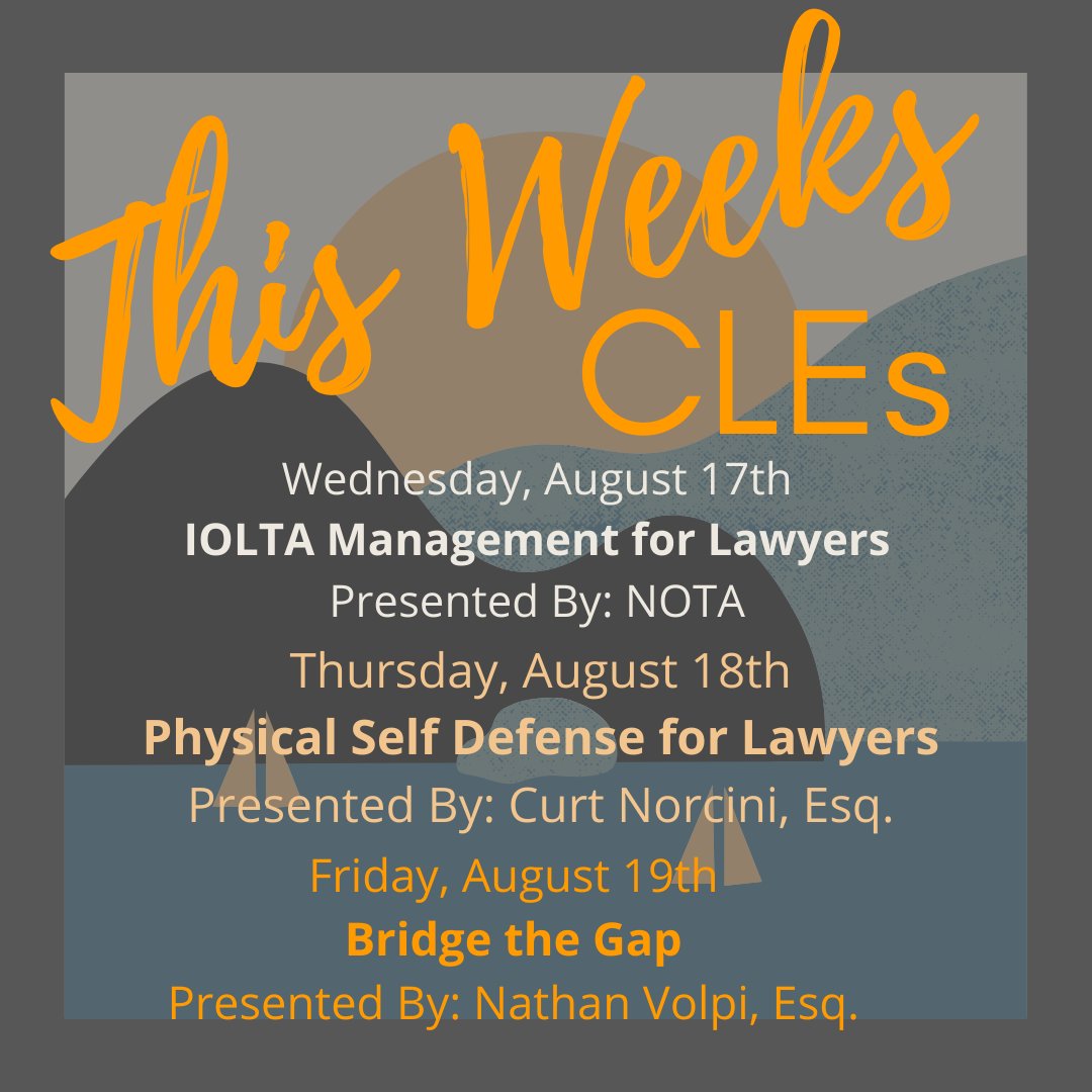 Check out the impressive CLE lineup we have this week at the CCBA! 

Register on our website: Chescobar.org