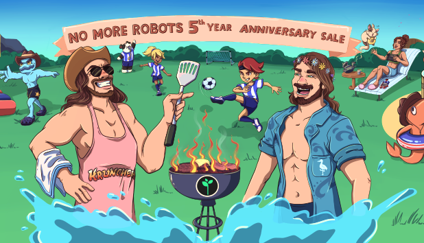 🌱 NO MORE ROBOTS HAS TURNED 5 🌱

What a JOURNEY! You have all given us some really special support over the years and we cannot thank you enough ❤️

To celebrate, we've kicked off the 5th Anniversary Sale! Grab a bunch of discounted games!

Check it out: store.steampowered.com/sale/nomorerob…